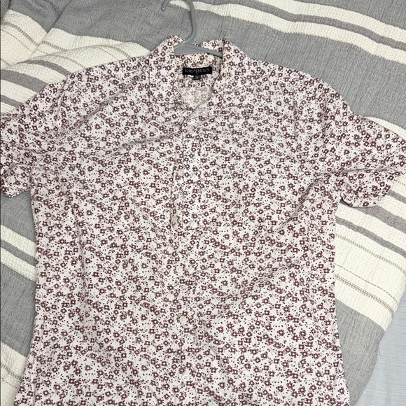 Express Other - Express Men's Burgundy Floral Button Down Shirt